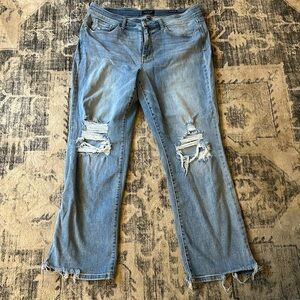 Judy blue wide leg knee hole jeans